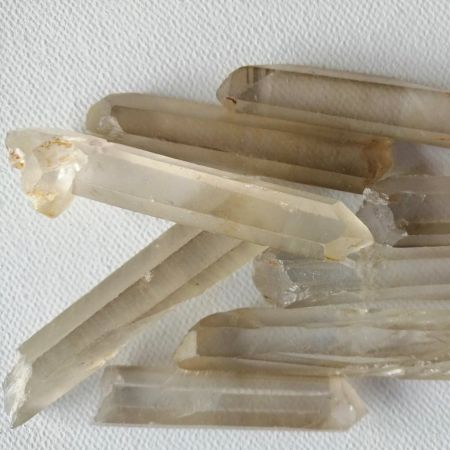 Raw crystal points on a white background